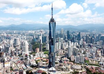 An aerial view of the Merdeka 118 tower on the launch day by the Prime Minister Datuk Seri Ismail Sabri Yaakob. — IZZRAFIQ ALIAS/The Star