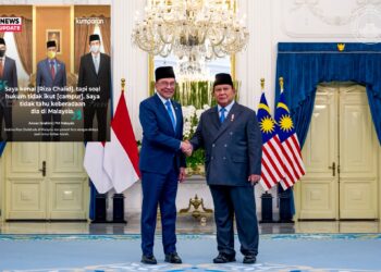 YAB Perdana Menteri, Dato' Seri Anwar Ibrahim, bersama Presiden Repulik Indonesia, Prabowo Subianto di Istana Merdeka semasa lawatan kerja dua hari di Jakarta. 29 Julai 2025. IZZUDDIN ABD RADZAK/Pejabat Perdana Menteri.

NO SALES; NO ARCHIVE; RESTRICTED TO EDITORIAL USE ONLY. NOTE TO EDITORS: This handout videos may only be used for editorial reporting purposes for the contemporaneous illustration of events, things or the people in the visual or facts mentioned in the caption. Reuse of the videos may requir