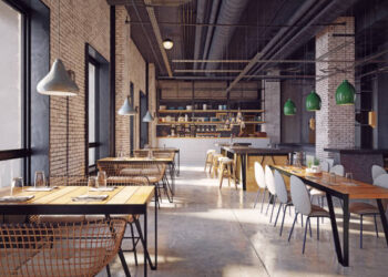 modern restaurant interior design concept. 3d rendering