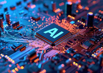 AI. Circuit board. Technology background, Central Computer Processors CPU concept..